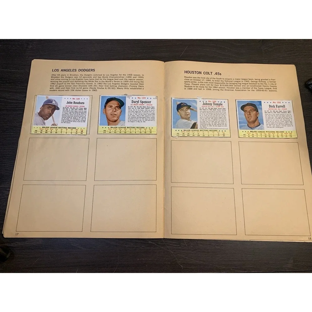 1963 Post Cereal JELL-O Baseball Card Collector's Album with 15 Cards